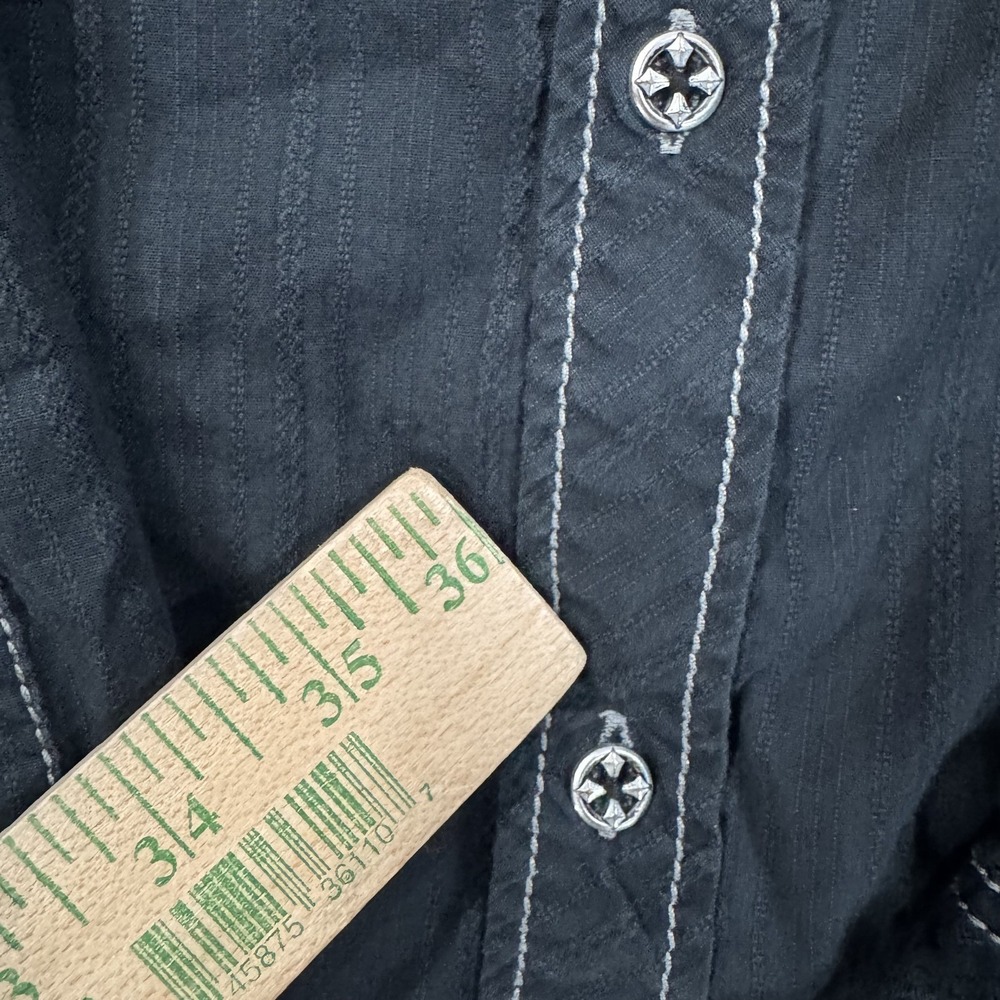 Affliction Shirt Mens XL Black Premium Buckle Western Cowboy Embroidered Stretch - Picture 3 of 16